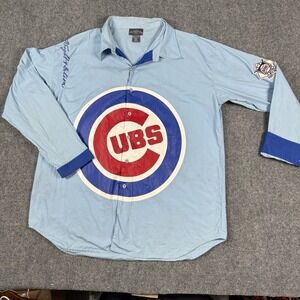 Chicago Cubs Shirt Mens XXL Wright & Ditson Button Down Blue MLB Baseball Patch